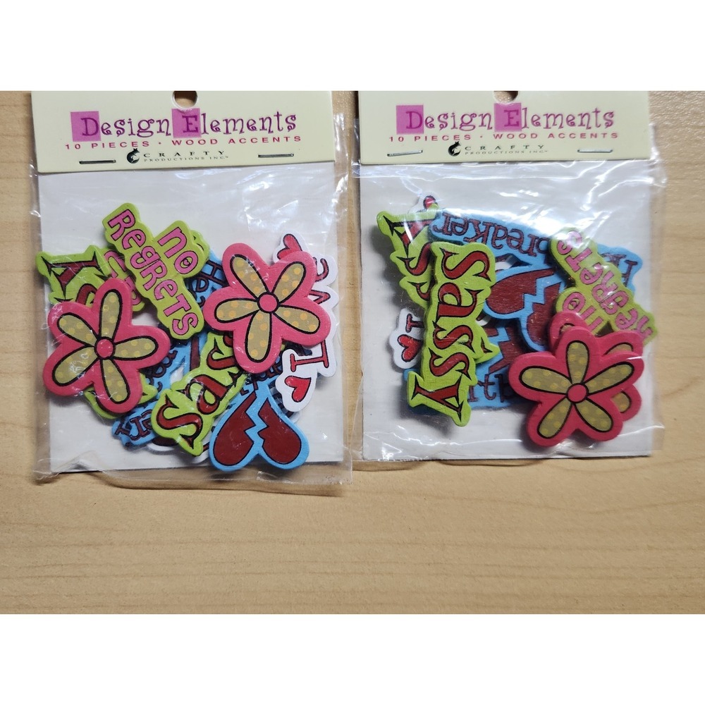 2 Design Elements~Crafty Wood Accents 10pc Love Sassy FlwrWooden Cards Scrapbook